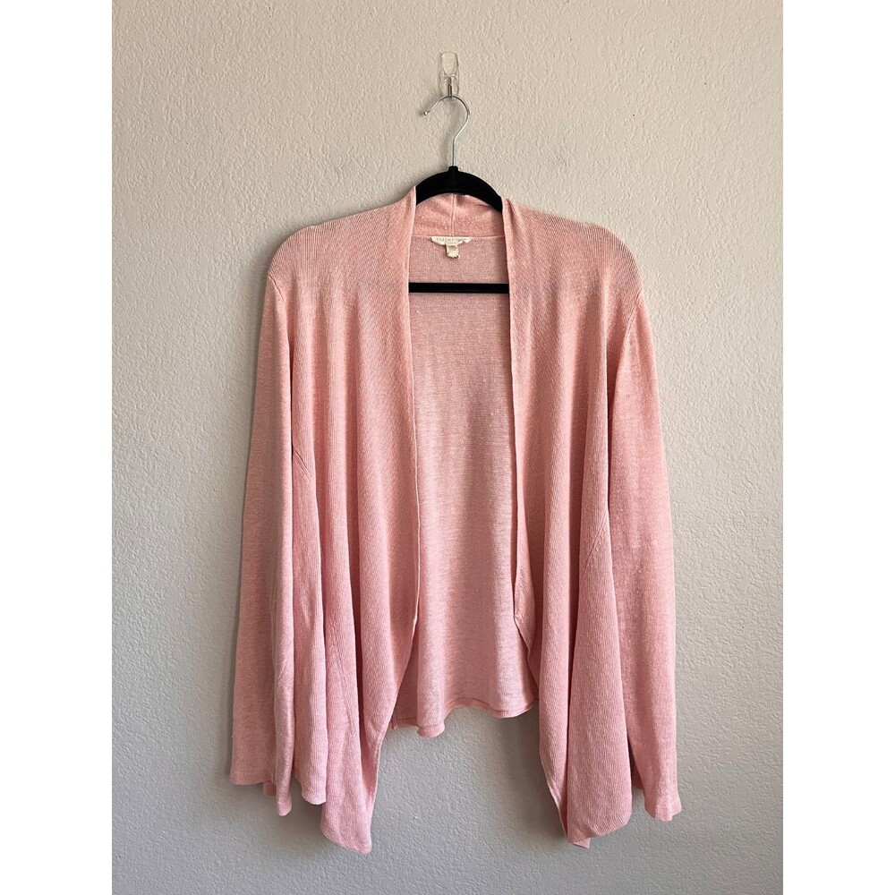 Eileen Fisher Lightweight Fine Gauge Organic Linen Cardigan Light Pink Size 2X
